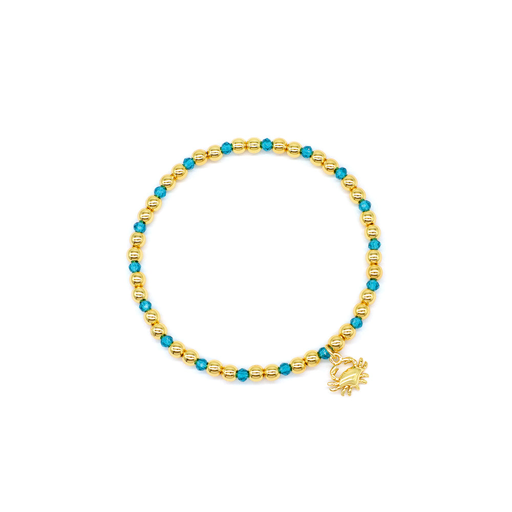 Handmade Customizable Glass Crystal Bracelet With Brass Pendant Gold Plated Bracelet