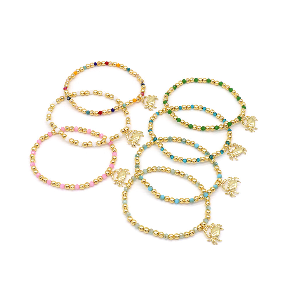 Handmade Customizable Glass Crystal Bracelet With Brass Pendant Gold Plated Bracelet