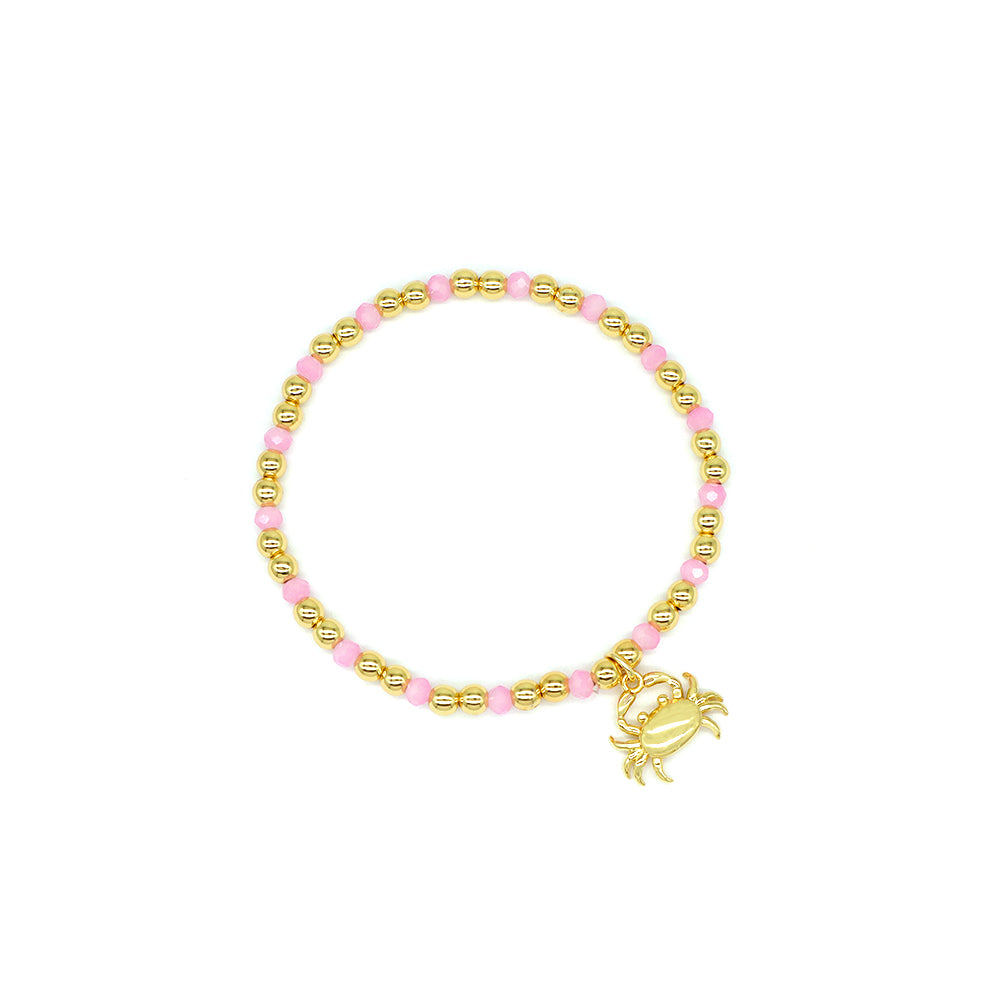 Handmade Customizable Glass Crystal Bracelet With Brass Pendant Gold Plated Bracelet