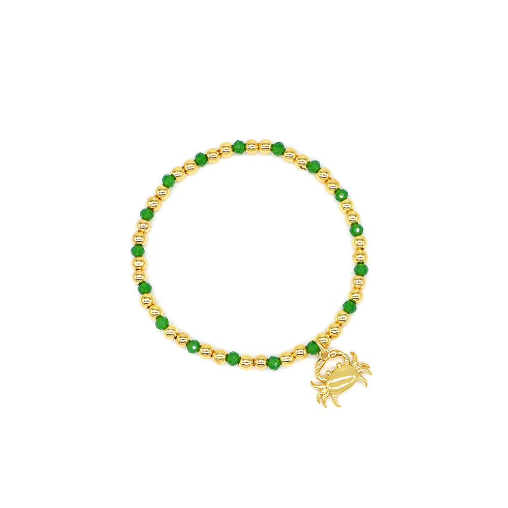 Handmade Customizable Glass Crystal Bracelet With Brass Pendant Gold Plated Bracelet