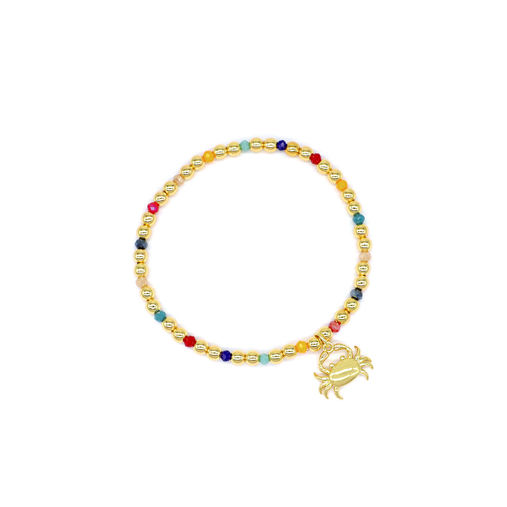 Handmade Customizable Glass Crystal Bracelet With Brass Pendant Gold Plated Bracelet