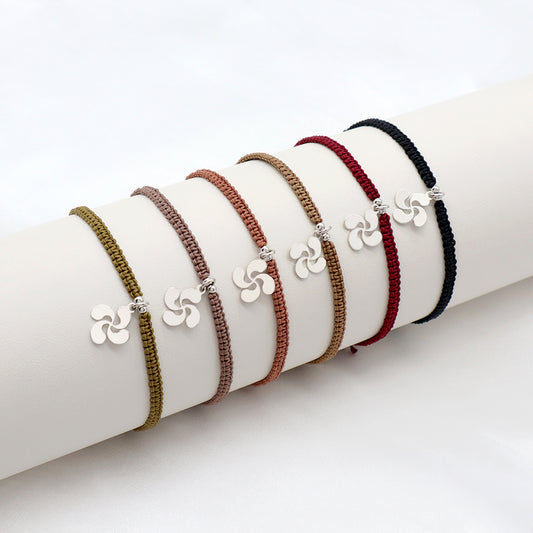 Handmade Customizable 925 Sterling Silver Charm Cotton Thread Bracelet