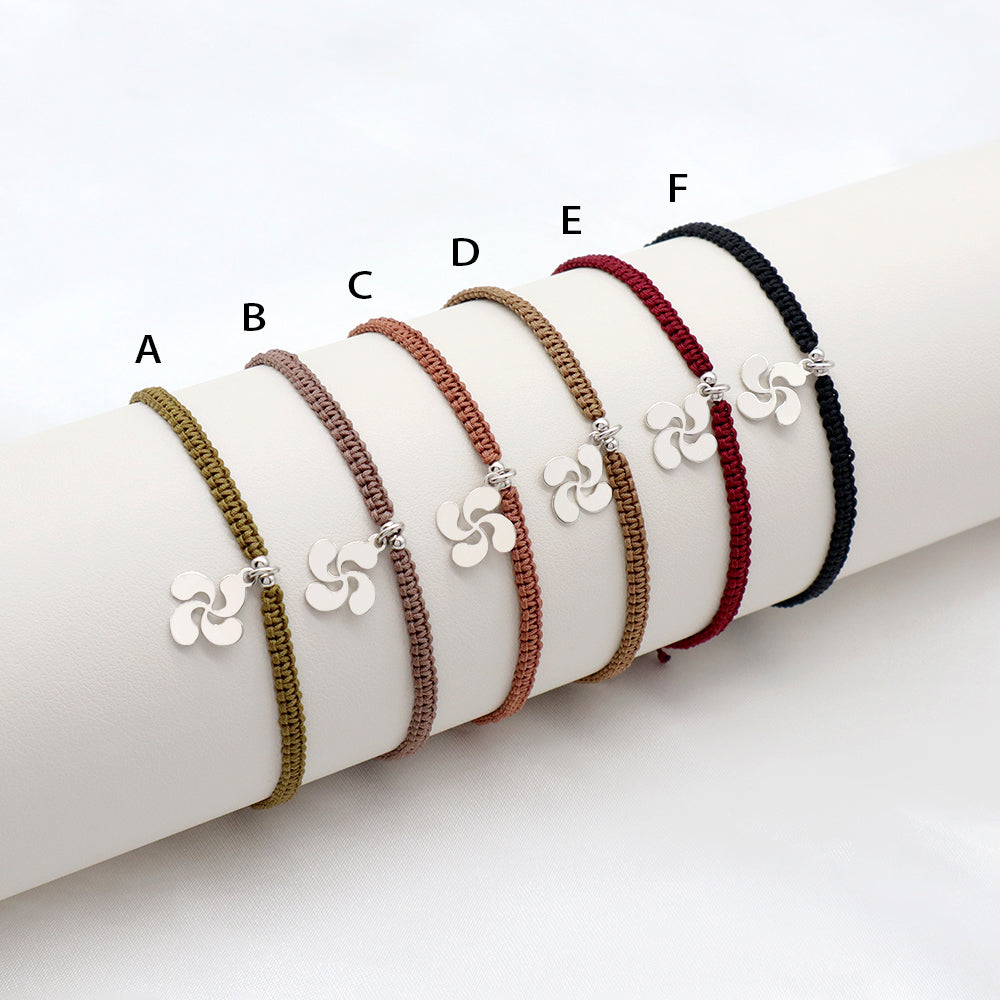 Handmade Customizable 925 Sterling Silver Charm Cotton Thread Bracelet