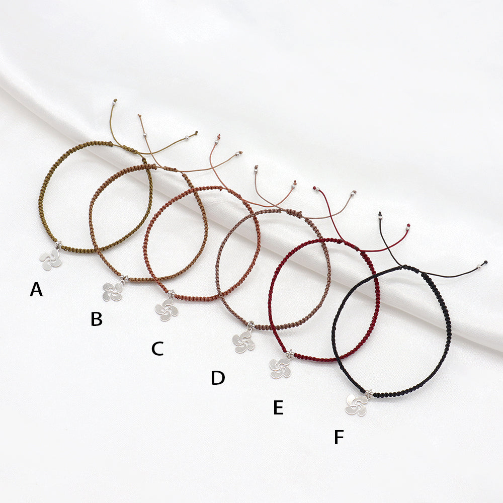 Handmade Customizable 925 Sterling Silver Charm Cotton Thread Bracelet