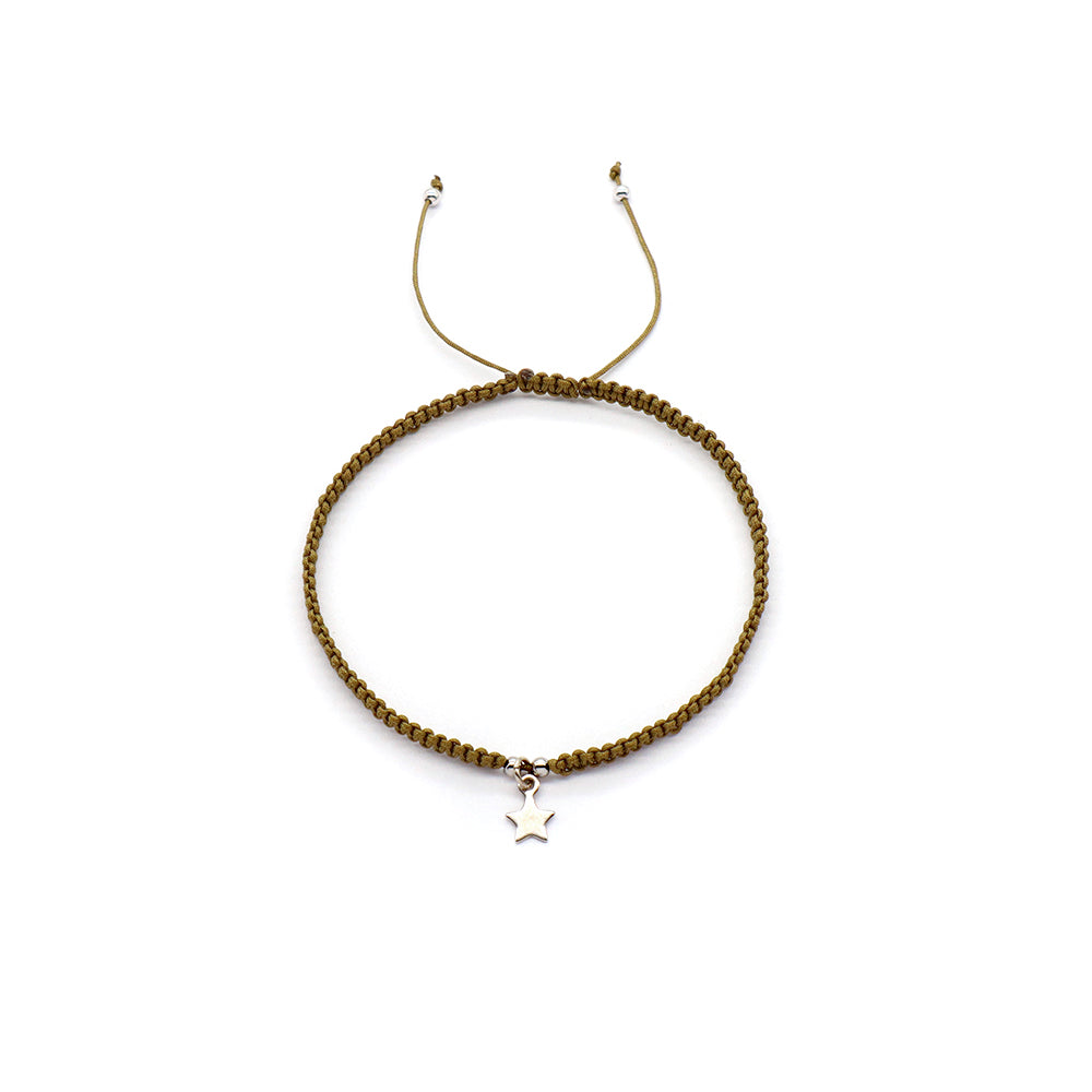 Handmade Customizable 925 Sterling Silver Charm Cotton Thread Weave Bracelet