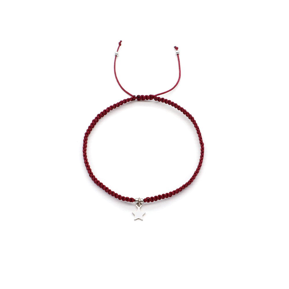 Handmade Customizable 925 Sterling Silver Charm Cotton Thread Weave Bracelet