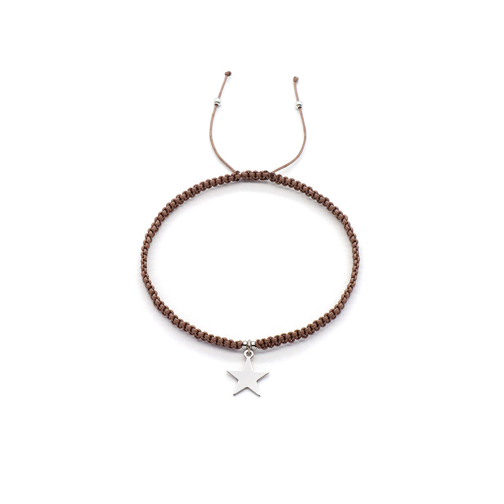 Handmade Customizable 925 Sterling Silver Charm Cotton Thread Weave Bracelet