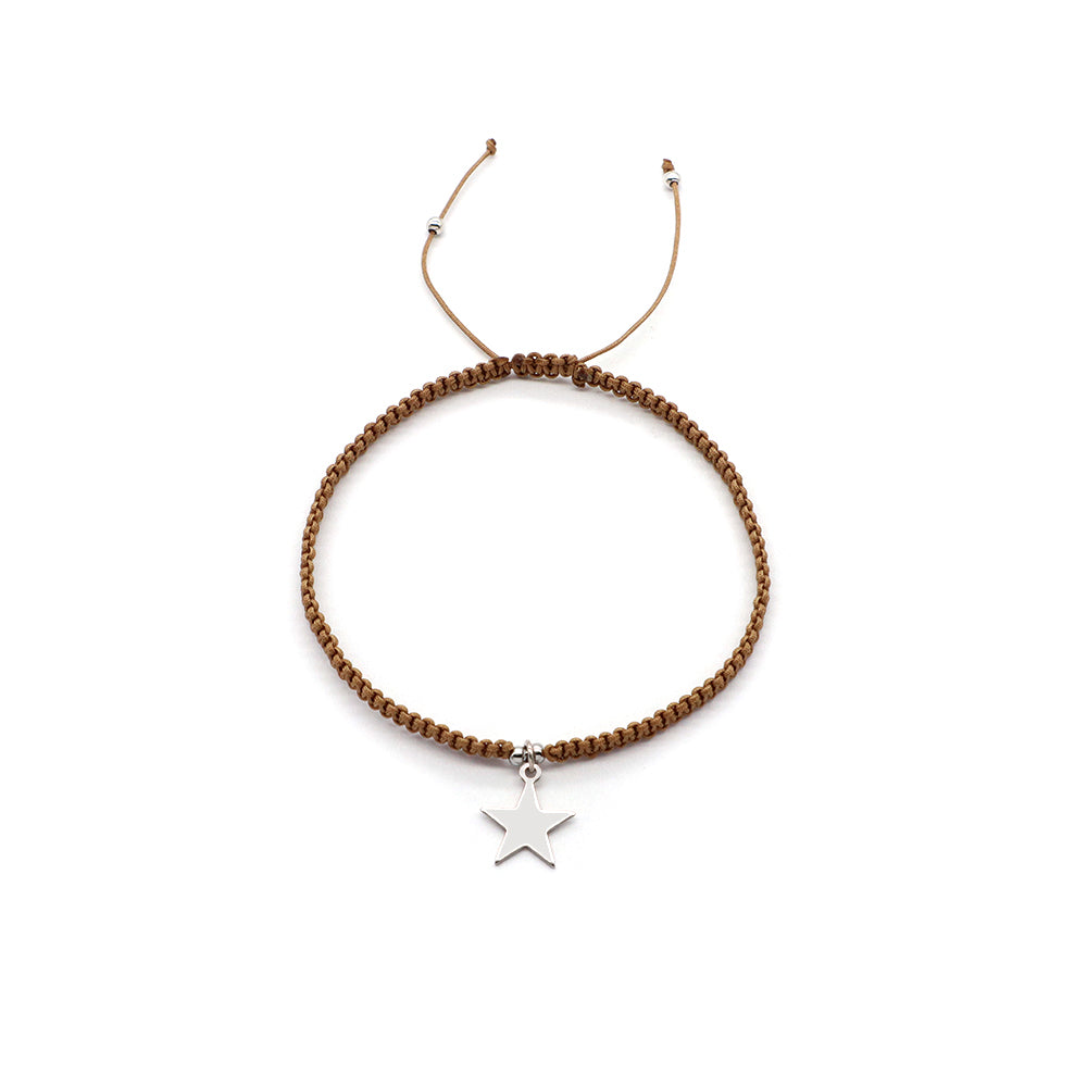 Handmade Customizable 925 Sterling Silver Charm Cotton Thread Weave Bracelet