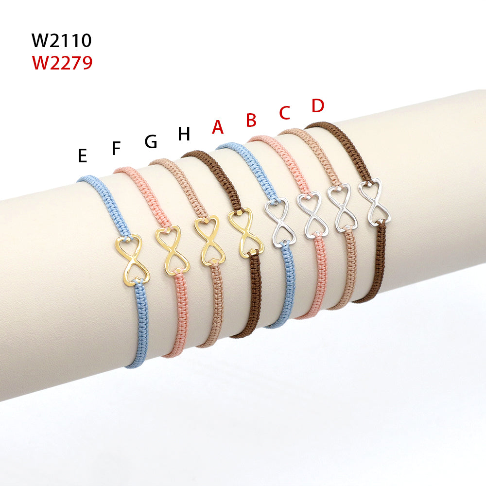 Handmade Customizable 925 Sterling Silver Charm Cotton Thread Weave Bracelet