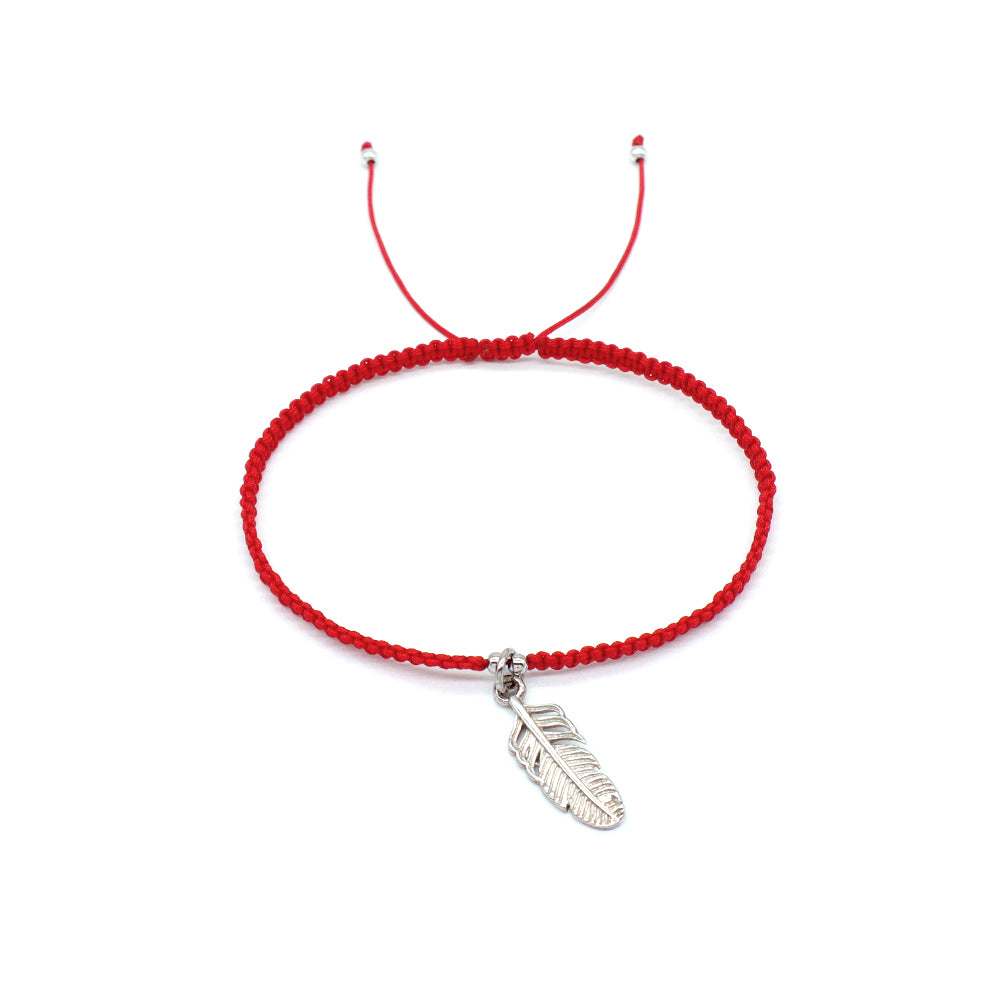 Handmade Customizable 925 Sterling Silver Charm Cotton Thread Weave Bracelet