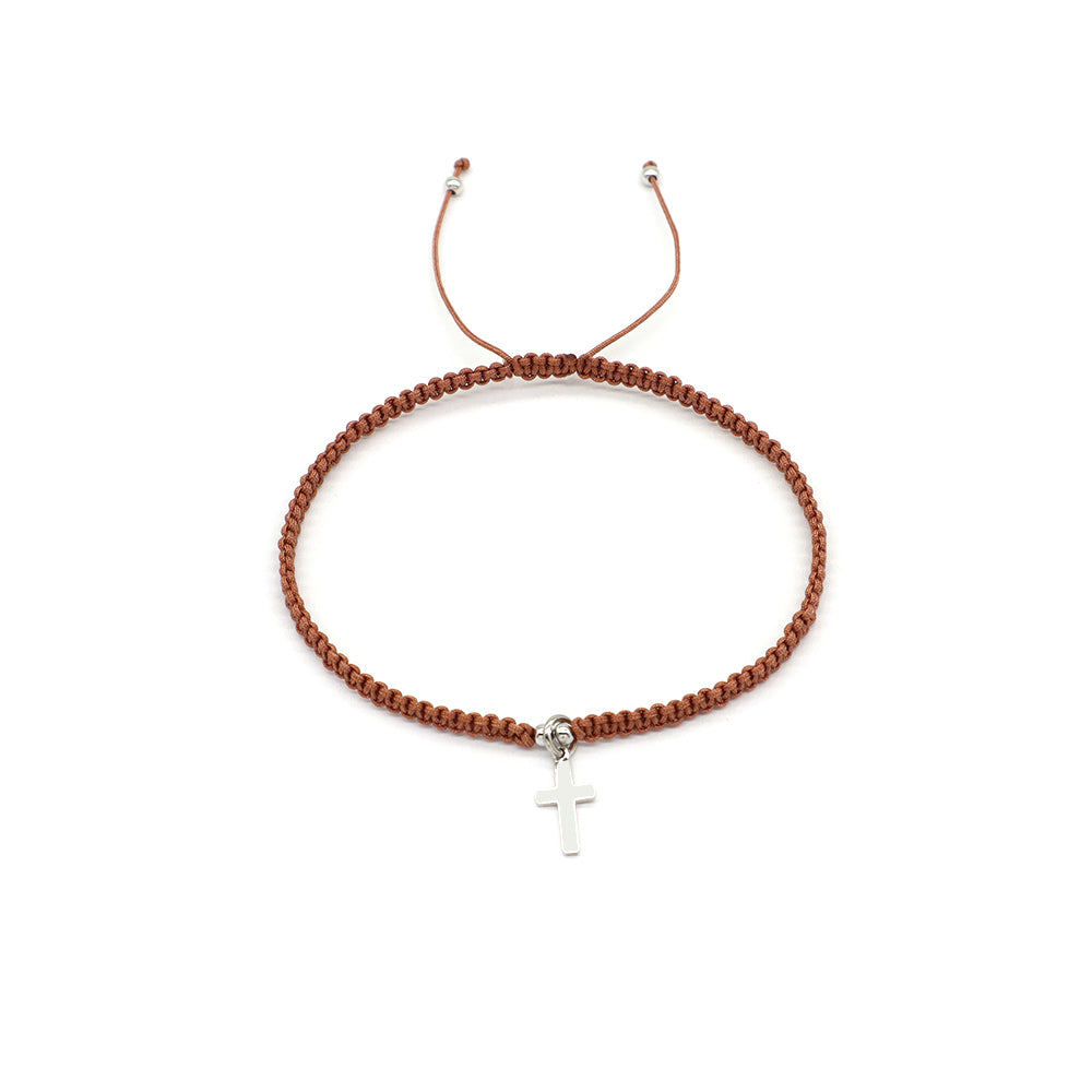 Handmade Customizable 925 Sterling Silver Charm Cotton Thread Weave Bracelet