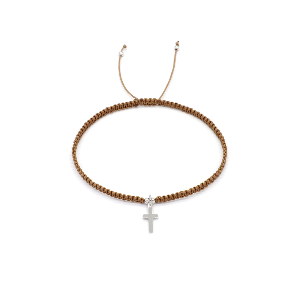 Handmade Customizable 925 Sterling Silver Charm Cotton Thread Weave Bracelet