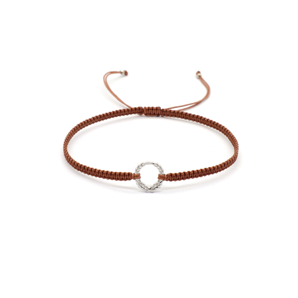 Handmade Customizable 925 Sterling Silver Charm Cotton Thread Weave Bracelet