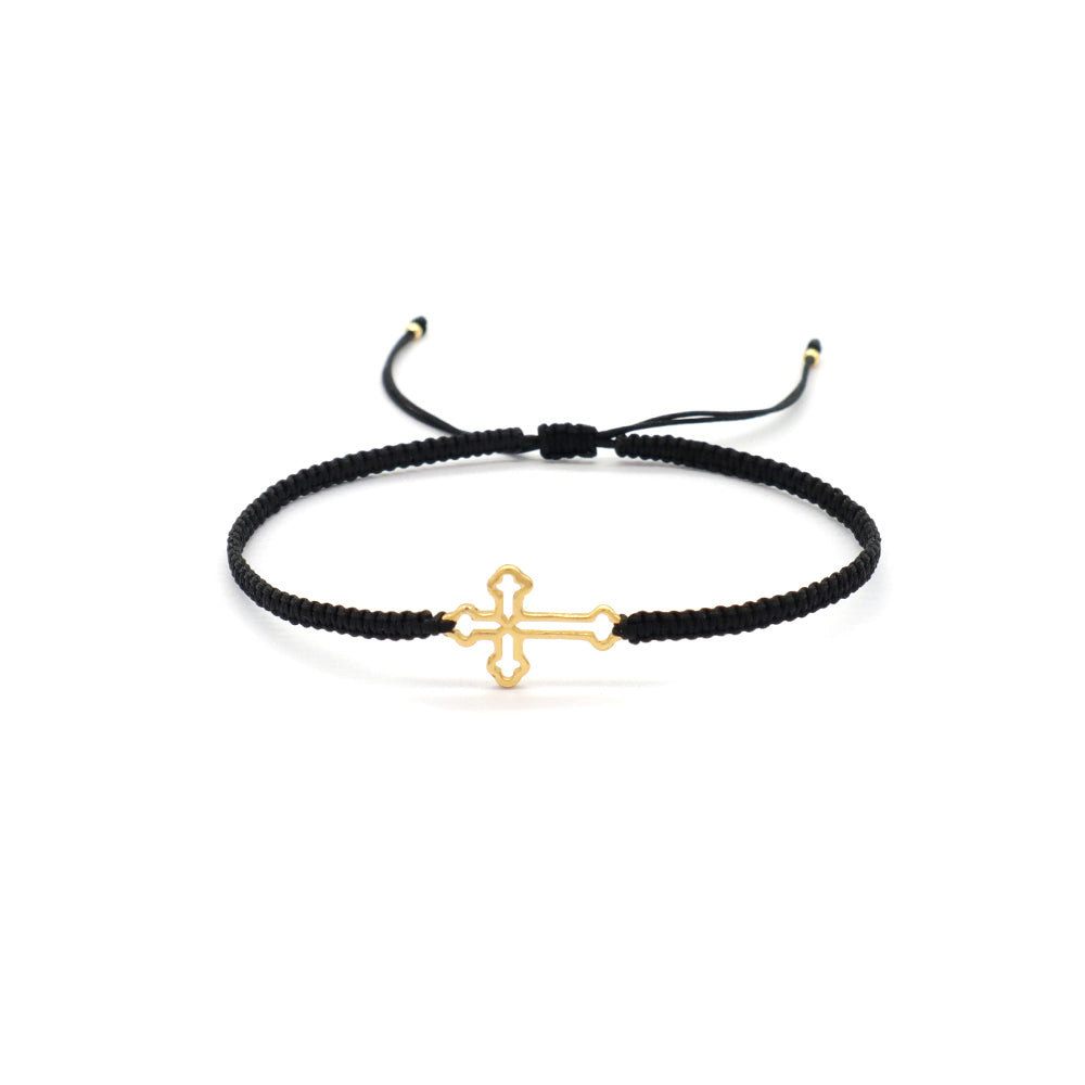 Handmade Customizable 925 Sterling Silver Charm Cotton Thread Weave Bracelet