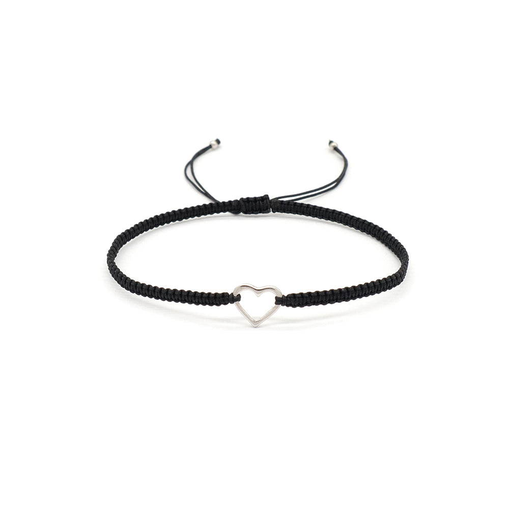 Handmade Customizable 925 Sterling Silver Charm Cotton Thread Weave Bracelet