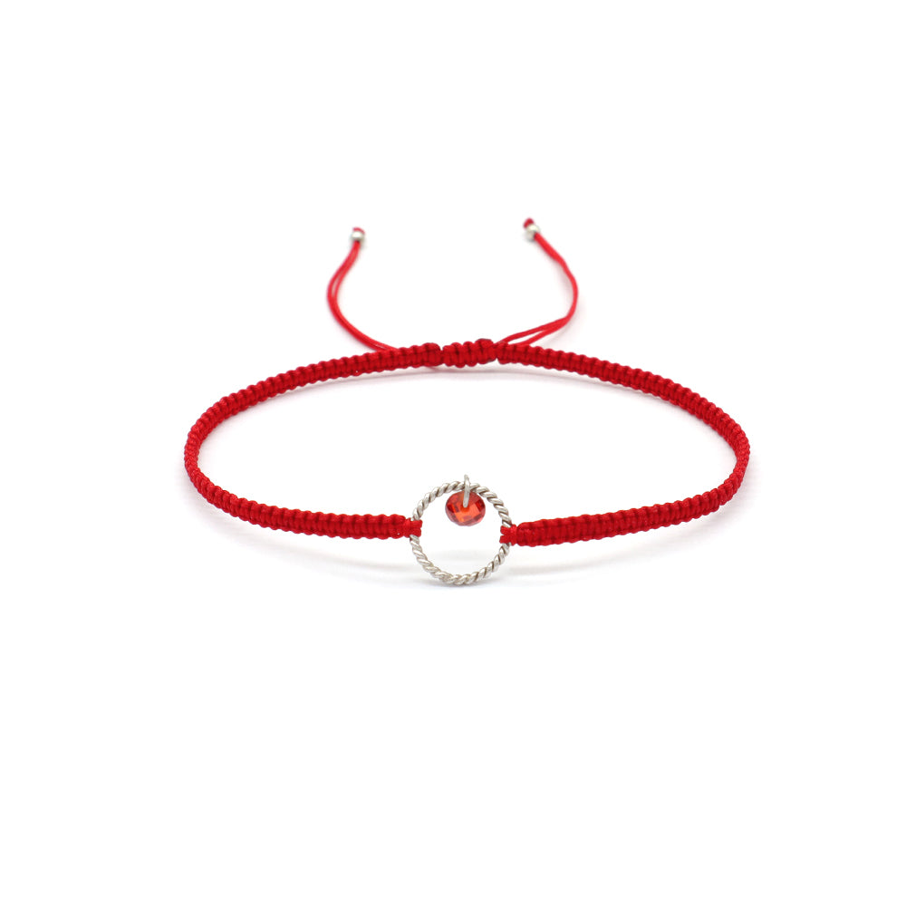 Handmade 925 Sterling Silver CZ Charm Cotton Thread Braided Rope Bracelet