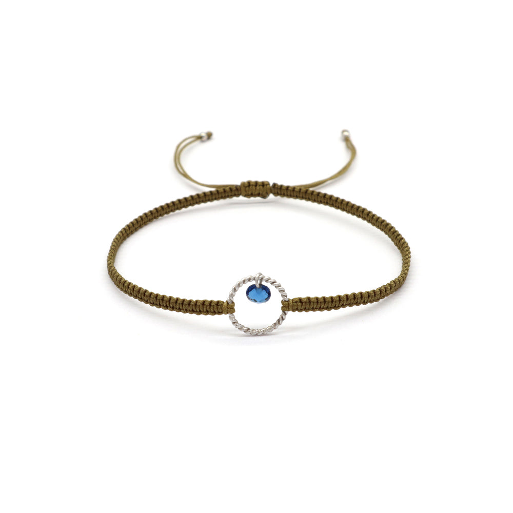 Handmade 925 Sterling Silver CZ Charm Cotton Thread Braided Rope Bracelet