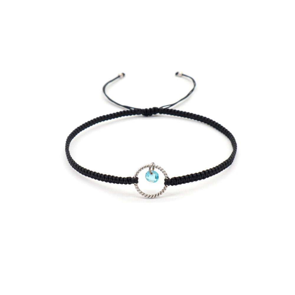 Handmade 925 Sterling Silver CZ Charm Cotton Thread Braided Rope Bracelet