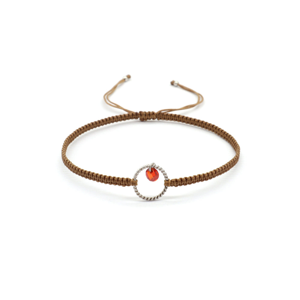 Handmade 925 Sterling Silver CZ Charm Cotton Thread Braided Rope Bracelet