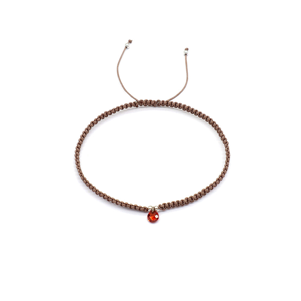 Handmade 925 Sterling Silver CZ Charm Cotton Thread Braided Rope Bracelet