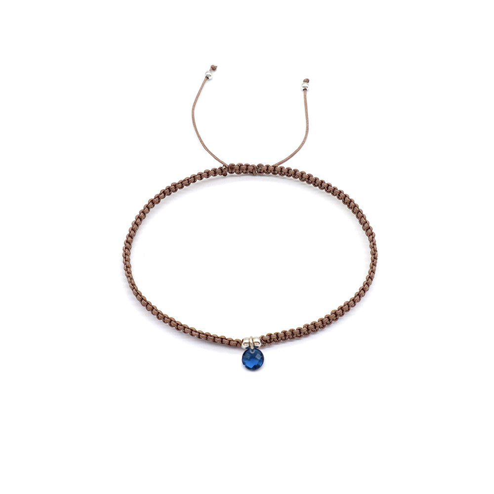 Handmade 925 Sterling Silver CZ Charm Cotton Thread Braided Rope Bracelet