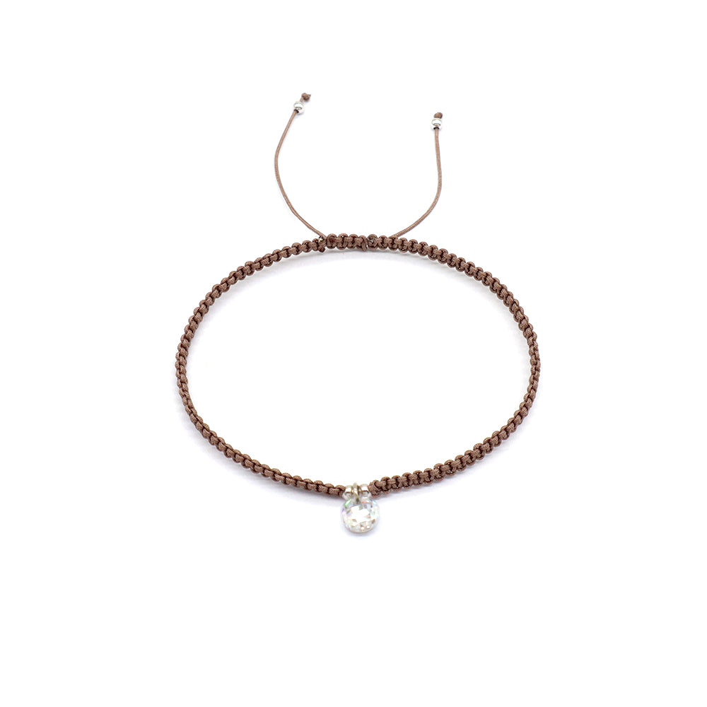 Handmade 925 Sterling Silver CZ Charm Cotton Thread Braided Rope Bracelet