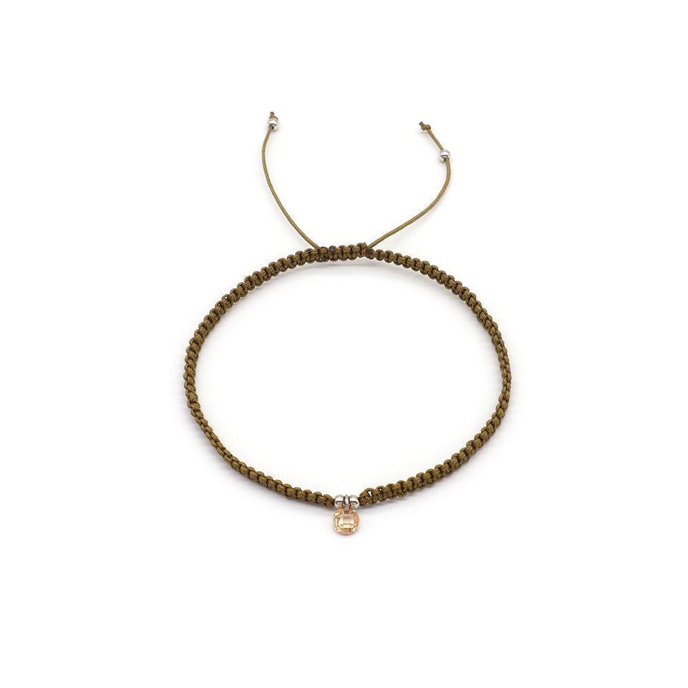 Handmade 925 Sterling Silver CZ Charm Cotton Thread Braided Rope Bracelet