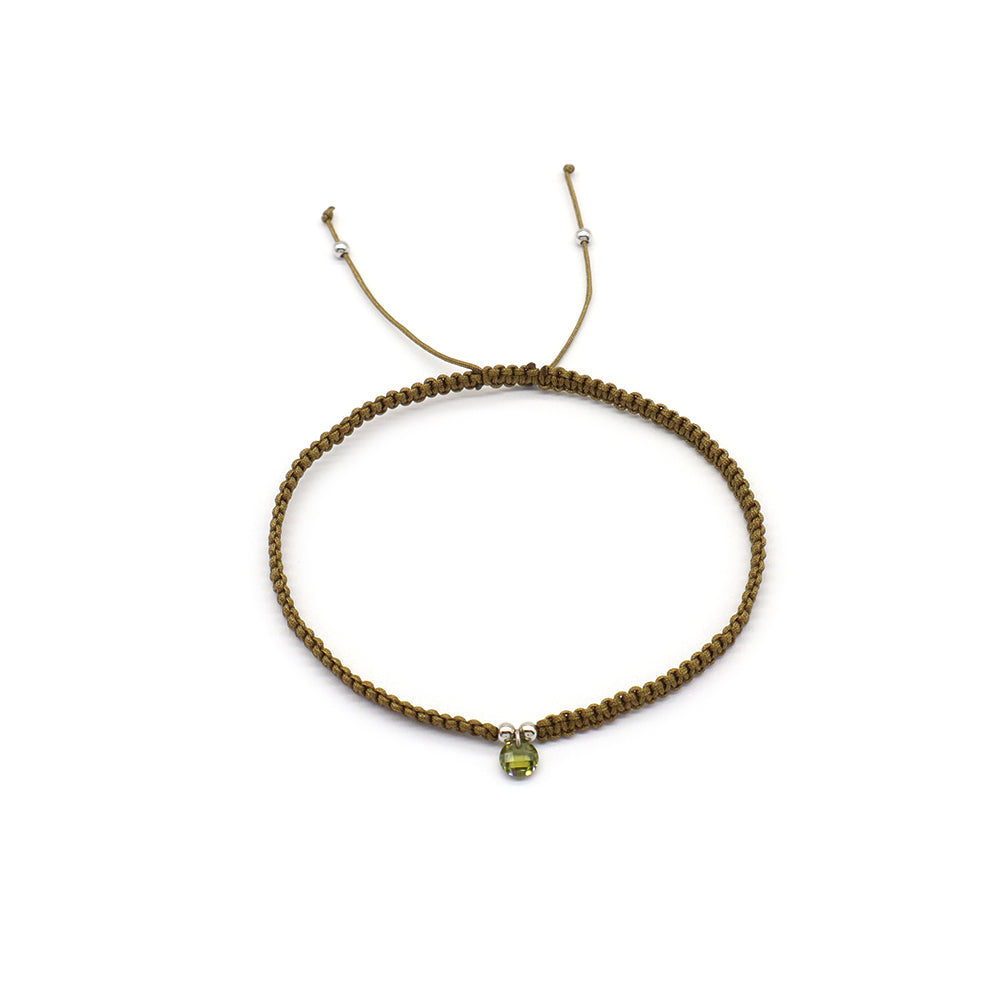 Handmade 925 Sterling Silver CZ Charm Cotton Thread Braided Rope Bracelet