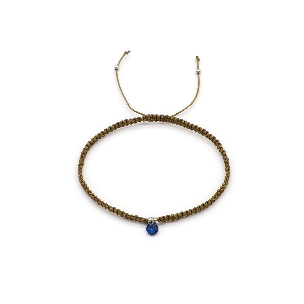 Handmade 925 Sterling Silver CZ Charm Cotton Thread Braided Rope Bracelet