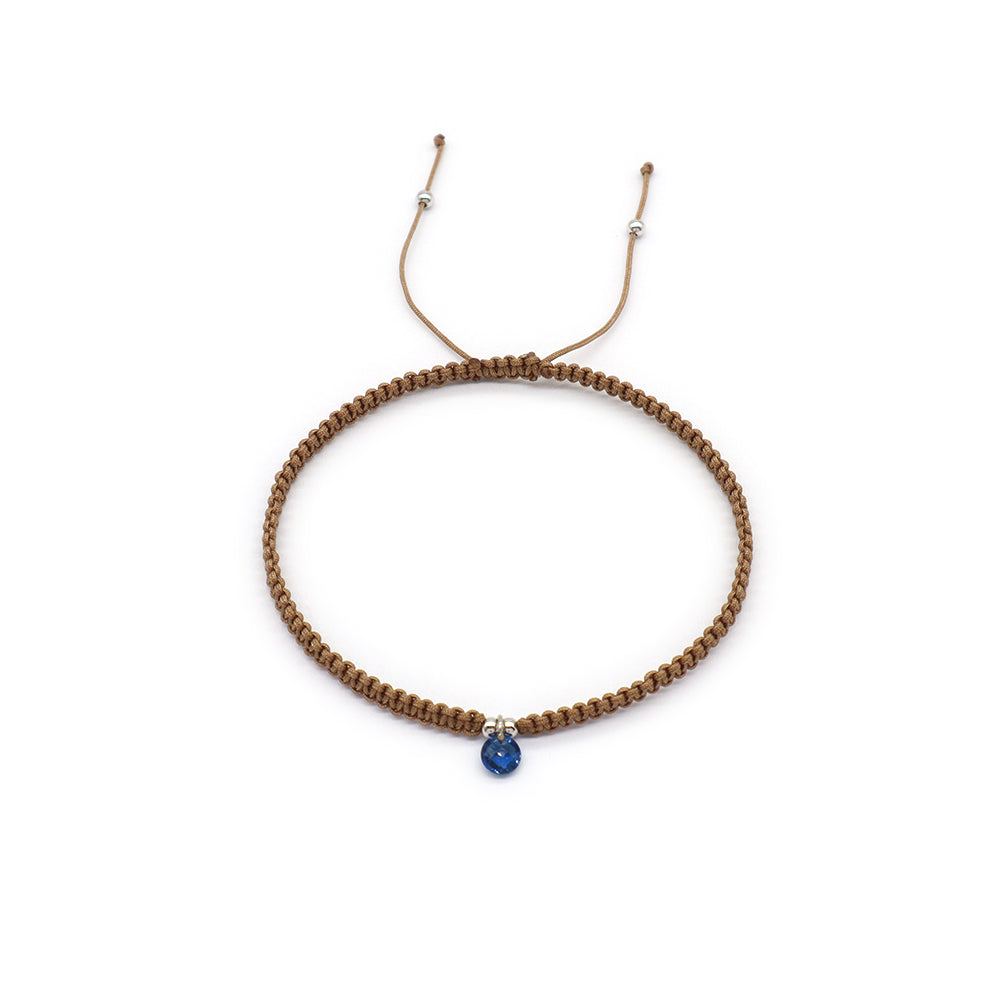 Handmade 925 Sterling Silver CZ Charm Cotton Thread Braided Rope Bracelet