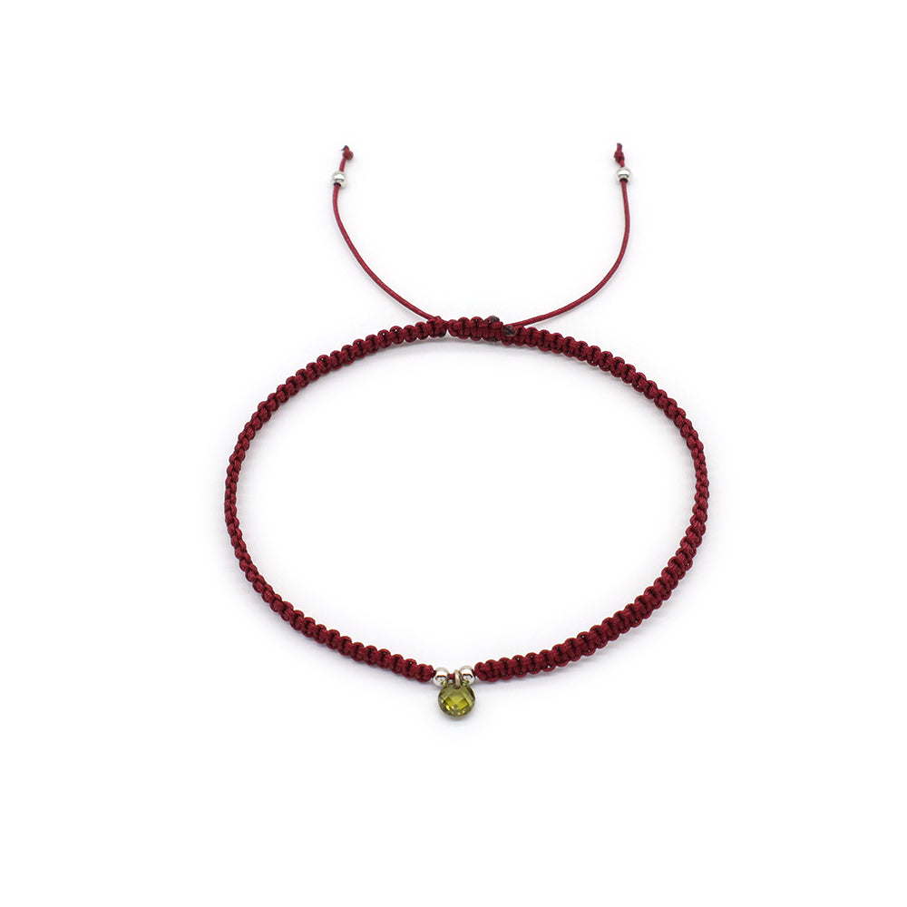 Handmade 925 Sterling Silver CZ Charm Cotton Thread Braided Rope Bracelet