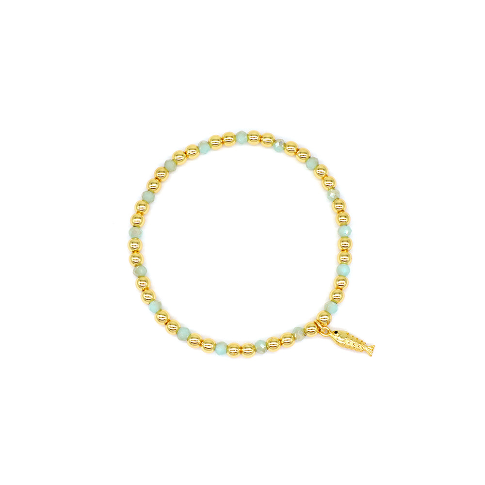 Handmade Customizable Glass Crystal Bracelet With Brass Pendant Gold Plated Bracelet