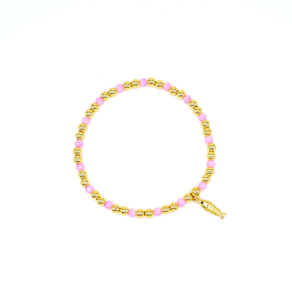 Handmade Customizable Glass Crystal Bracelet With Brass Pendant Gold Plated Bracelet