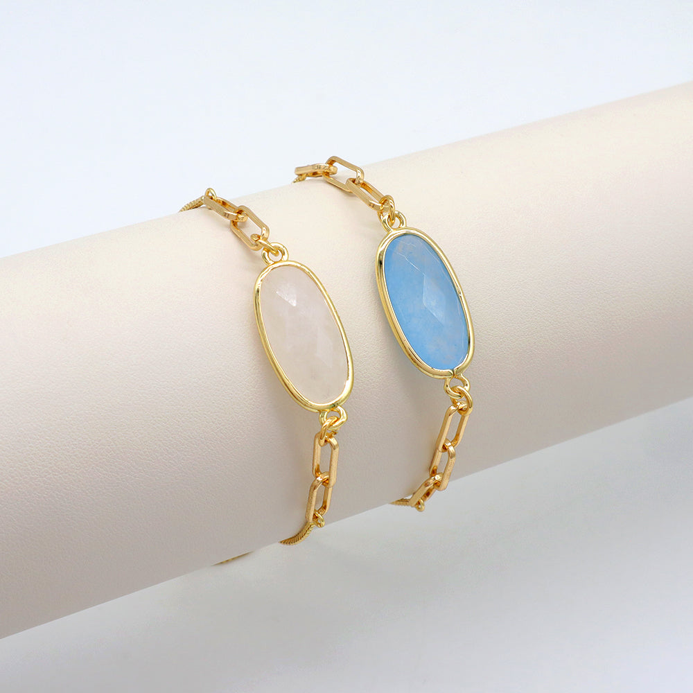 Handmade Customizable Ajustable Natural Stone Charm Bracelet