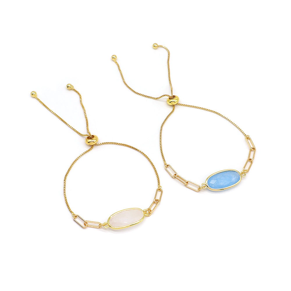 Handmade Customizable Ajustable Natural Stone Charm Bracelet