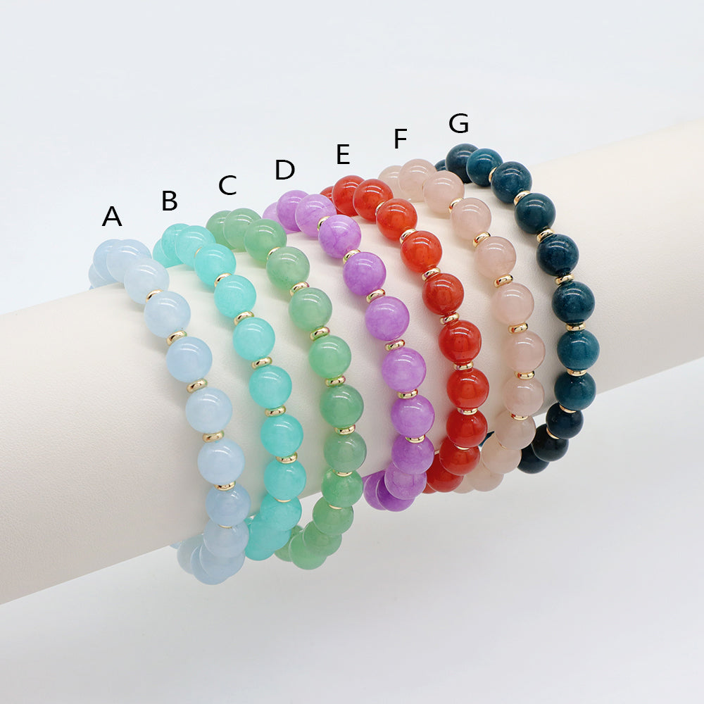 Handmade Customizable 8mm Natural Stone Beads Bracelet