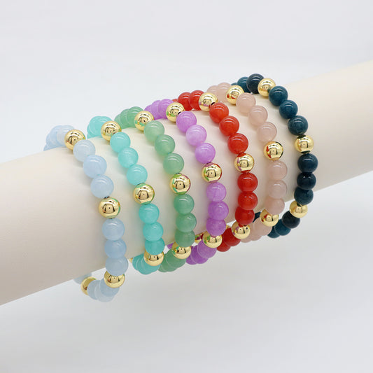 Handmade Customizable 8mm Natural Stone Beads Bracelet