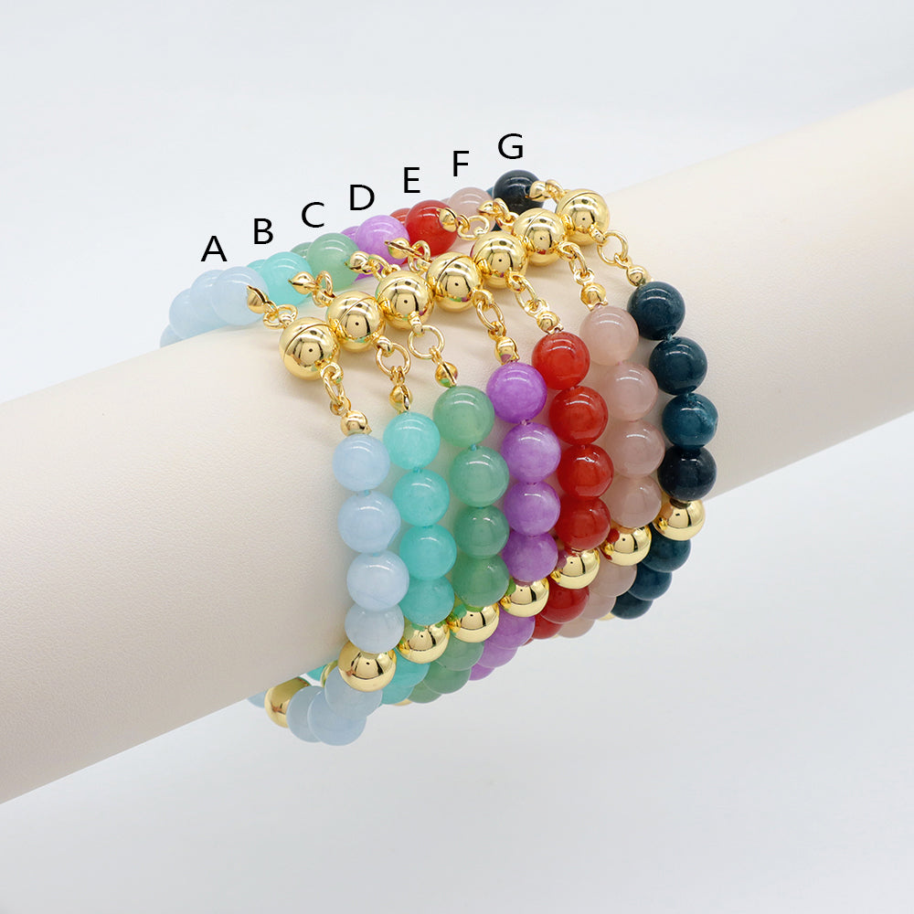 Handmade Customizable 8mm Natural Stone Beads Bracelet