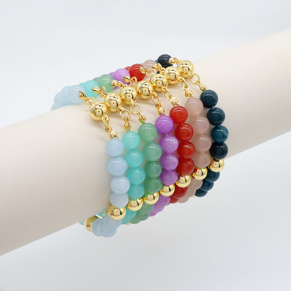 Handmade Customizable 8mm Natural Stone Beads Bracelet