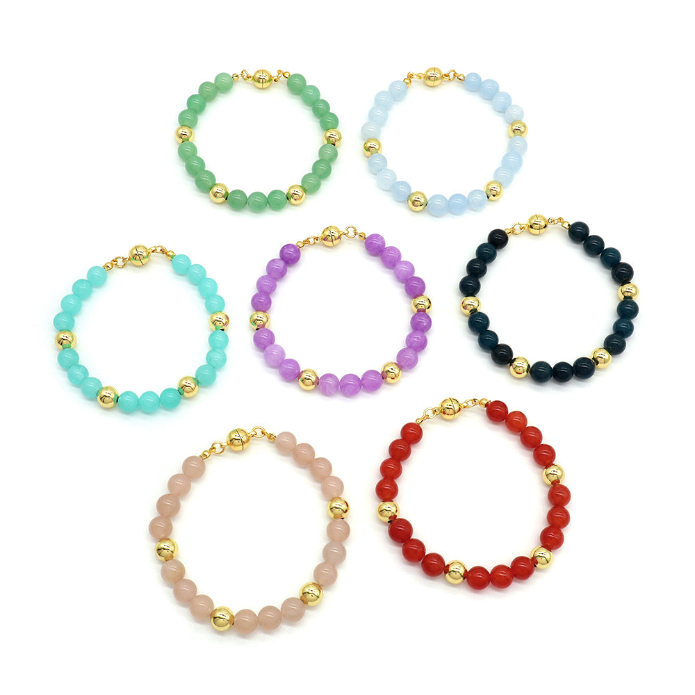 Handmade Customizable 8mm Natural Stone Beads Bracelet