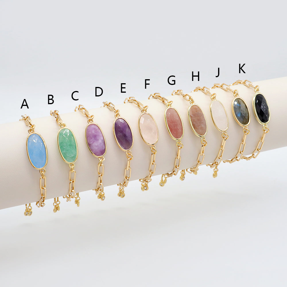 Handmade Customizable Ajustable Natural Stone Charm Bracelet