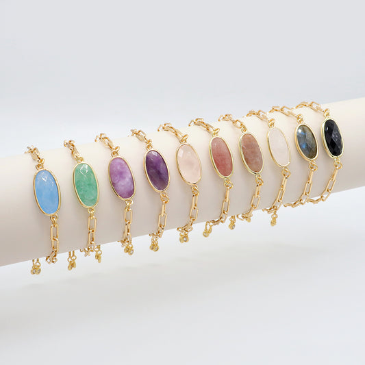 Handmade Customizable Ajustable Natural Stone Charm Bracelet