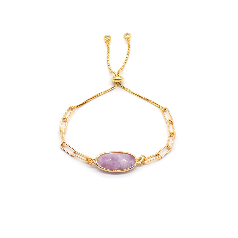 Handmade Customizable Ajustable Natural Stone Charm Bracelet