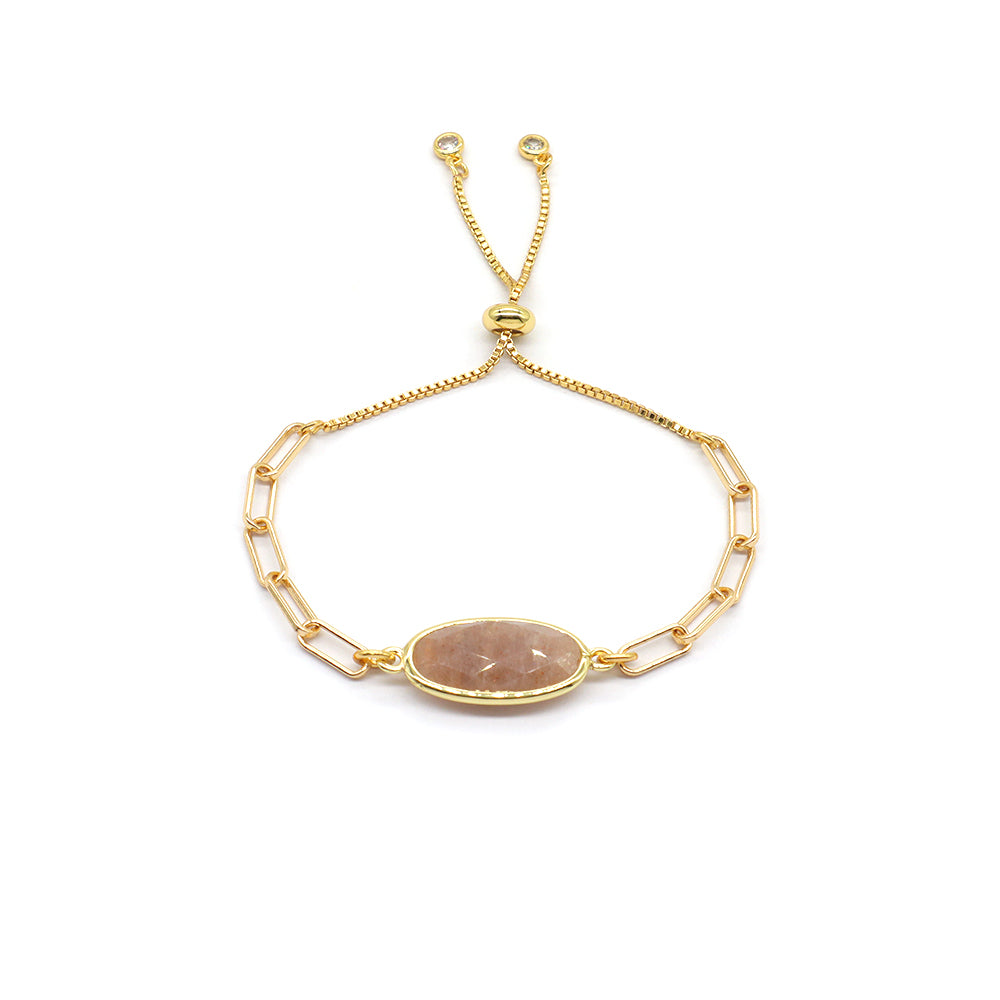 Handmade Customizable Ajustable Natural Stone Charm Bracelet