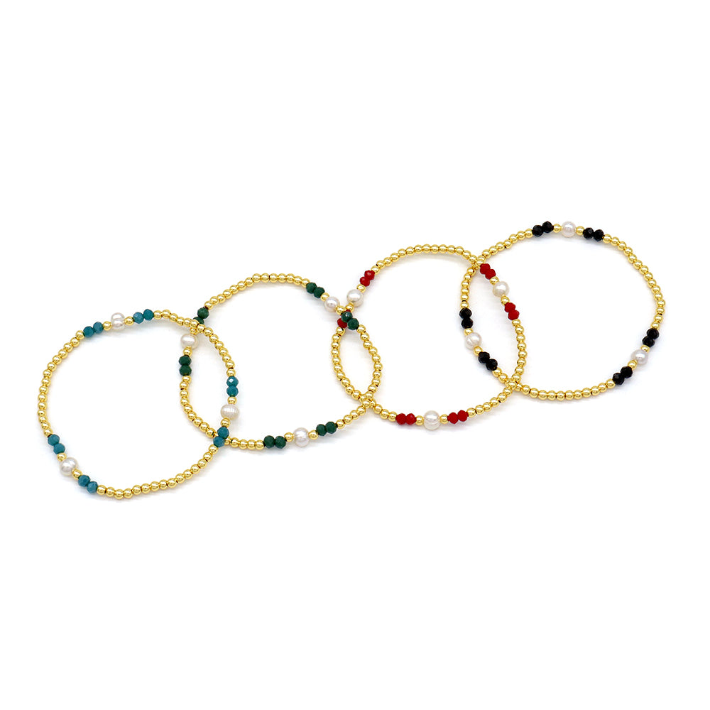 Handmade Customizable Glass Crystal Beads Brass Bracelet With Fresh Water Pearl