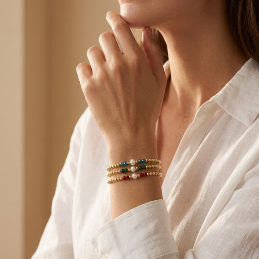 Handmade Customizable Glass Crystal Beads Brass Bracelet With Fresh Water Pearl