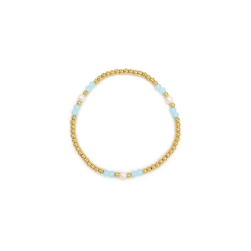 Handmade Customizable Glass Crystal Beads Brass Bracelet With Fresh Water Pearl
