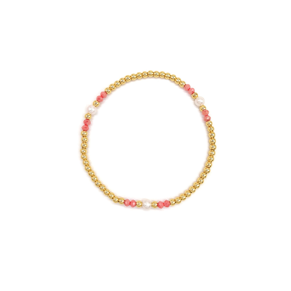 Handmade Customizable Glass Crystal Beads Brass Bracelet With Fresh Water Pearl