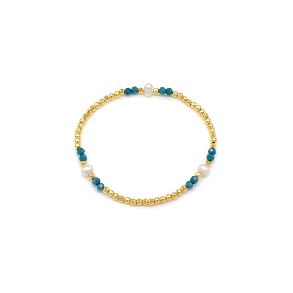 Handmade Customizable Glass Crystal Beads Brass Bracelet With Fresh Water Pearl