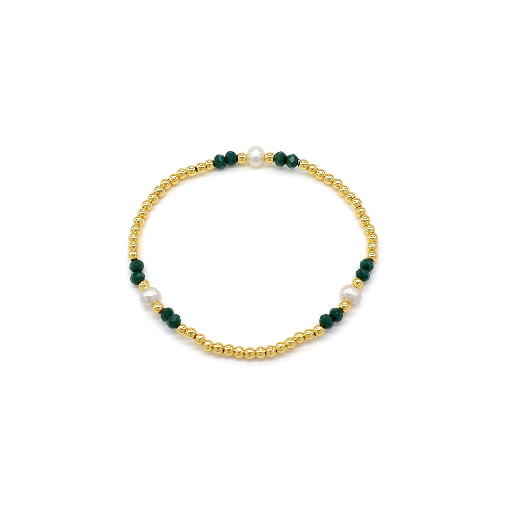 Handmade Customizable Glass Crystal Beads Brass Bracelet With Fresh Water Pearl